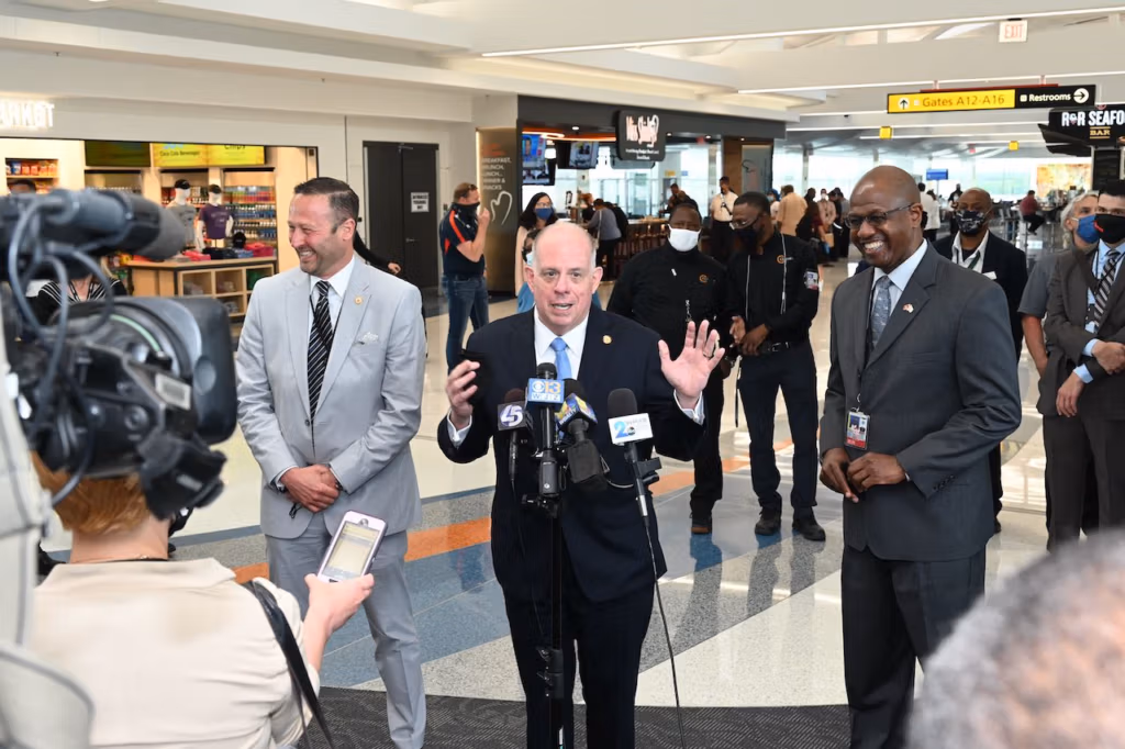 Maryland governor visits BWI Airport expansion project