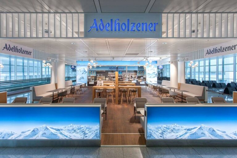 New ‘Alpine’ look and feel for Munich Airport’s Adelholzener Bar
