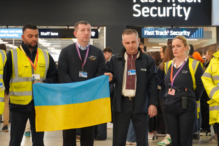London Luton Airport shows its support for Ukraine