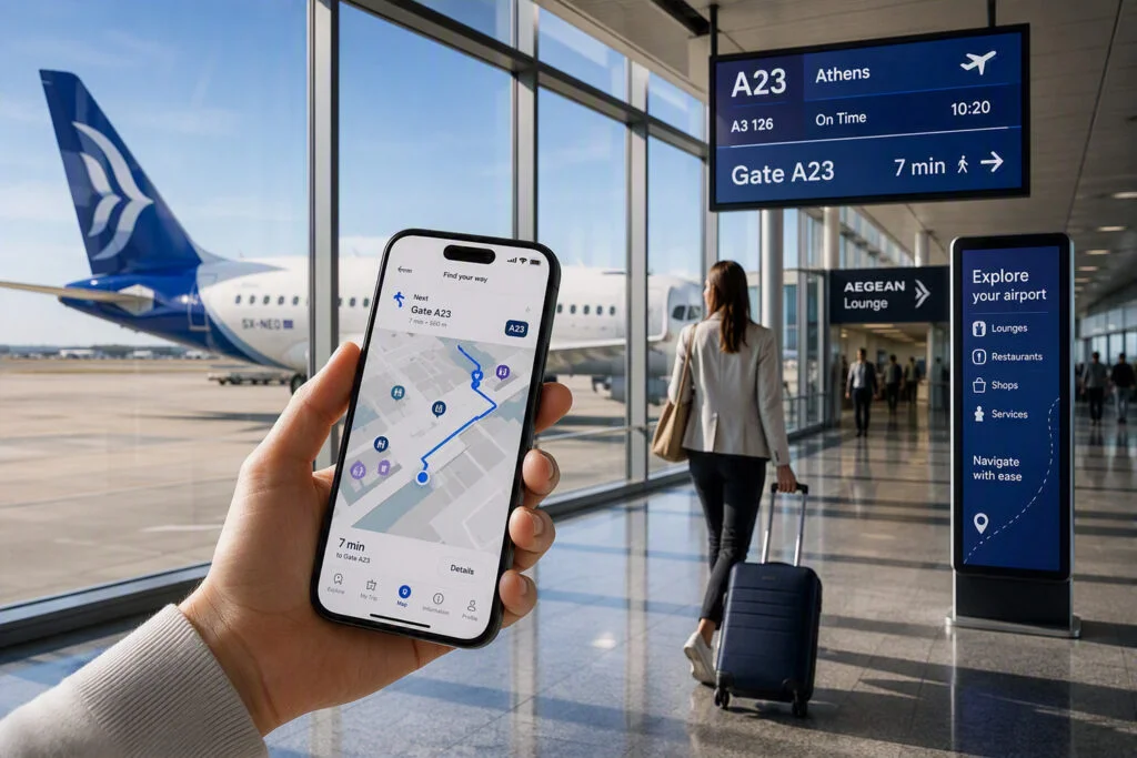Digital airport maps for Aegean Airlines passengers