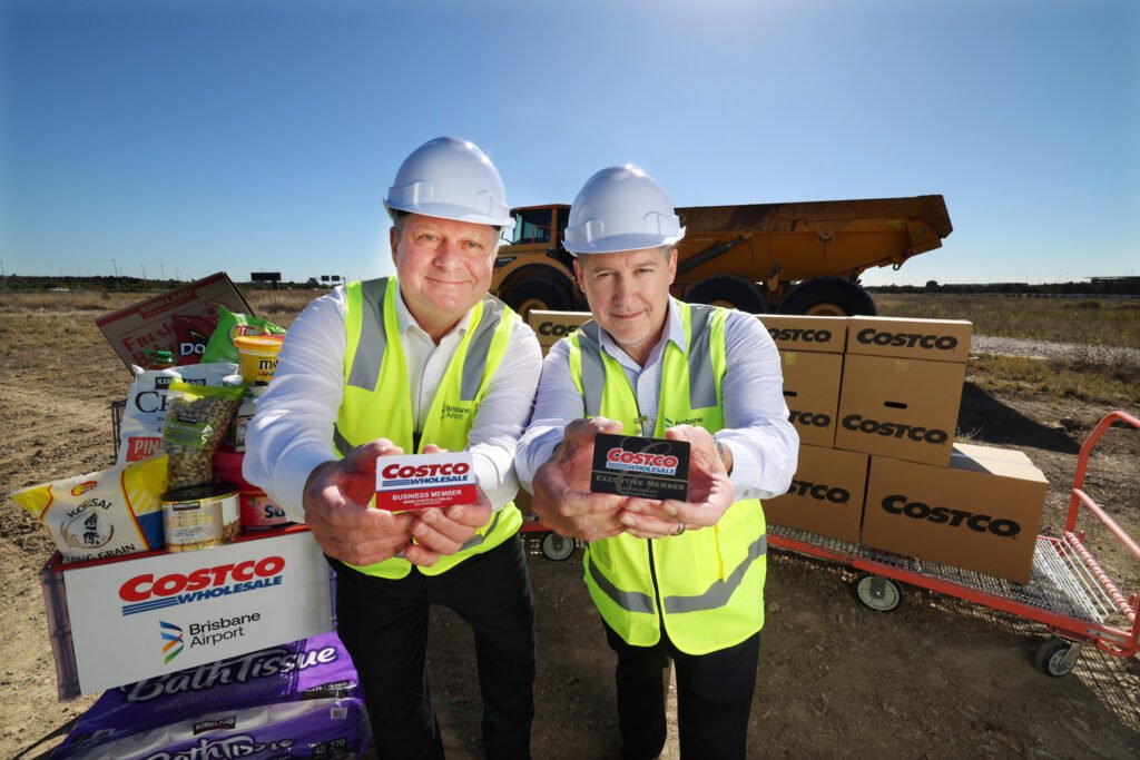 Costco and Brisbane Airport representatives at the future warehouse site